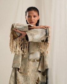 Brown Wash EMB. Kimono Jacket
