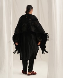 Jade Black Emb. Shawl