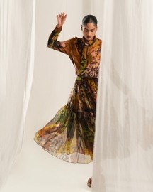 Brown Floral Sheer Skirt
