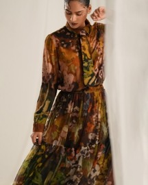 Brown Floral Sheer Skirt