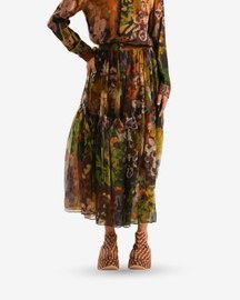 Brown Floral Sheer Skirt