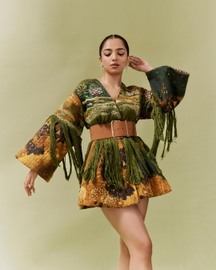 Green Galaxy Quilted Kimono Dress