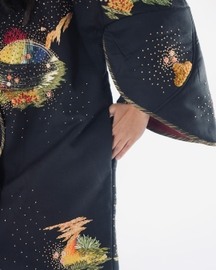 Soot Black Puffer Embroidered Jacket