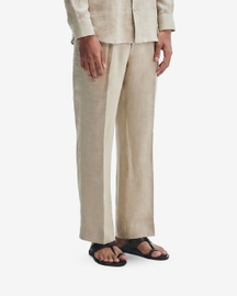 Undyed Linen Men's Straight Pleated Pants