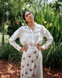 Hand Embroidered Silk Overlay