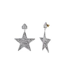 Beaten Star Earrings (Silver)