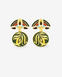 Green Round Drops Allure Earrings