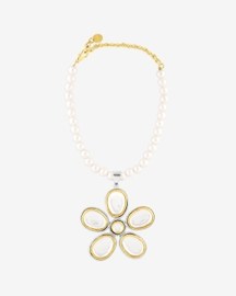 Gold & Silver Polki Flower Necklace