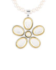 Gold & Silver Polki Flower Necklace