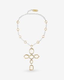 Gold & Silver Polki Cross Necklace