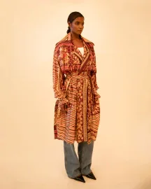 Vedya I Rust Silk Trench-Coat