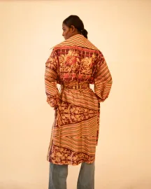 Vedya I Rust Silk Trench-Coat