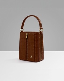 Giorgia Bucket Bag – Top Handle with Crossbody Gold Snake Chain