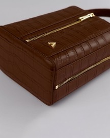 Giorgia Bucket Bag – Top Handle with Crossbody Gold Snake Chain