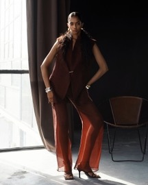 Merlot Vest With Organza Pants