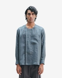 Slate Linen Men's Side Placket Shirt