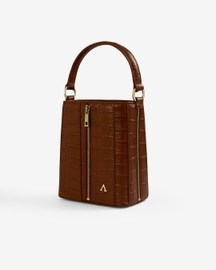 Giorgia Bucket Bag – Top Handle with Crossbody Gold Snake Chain