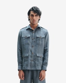 Slate Linen Men's Safari Overshirt Shirt