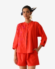 Mono Crimson Rj Appliqué Top