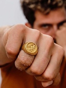Vintage Engraved Gold Signet Men's Ring
