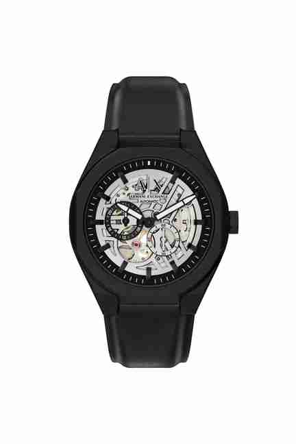 44 mm Silver Dial Leather Chronograph Watch For Men - AX4297