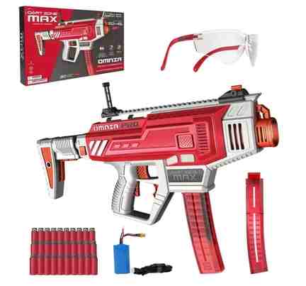 Prime Time | Dart Zone Max Omnia Pro Foam Dart Blaster With 30 Darts Rechargeable Battery 150FT 14Y+