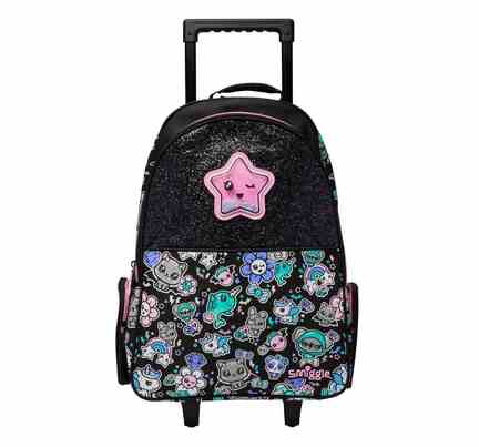 Smiggle | Smiggle Trailblazer Black Trolley Backpack for Kids, 3Y+
