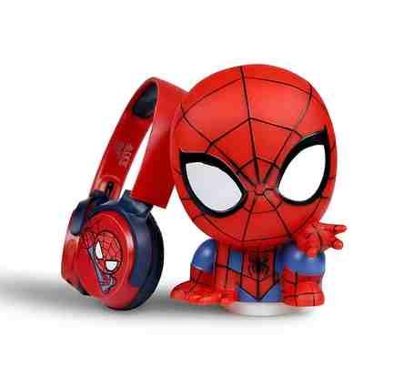 MARVEL | Marvel Spider Man Bluetooth Headphones with Mood Light Gift Set, Kids safe 85dB volume, Swivel Cups, 22H, Red, 3Y+