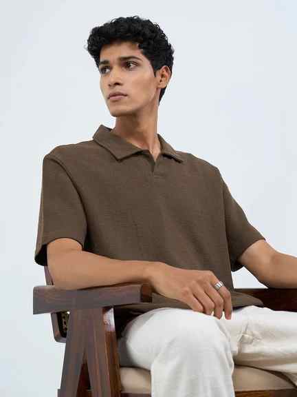 7 Alt | Dark Brown Relaxed Fit Johnny Polo T-Shirt