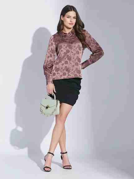Latin Quarters | Latin Quarters Women Pink Full Sleeve Solid Shirt Blouse