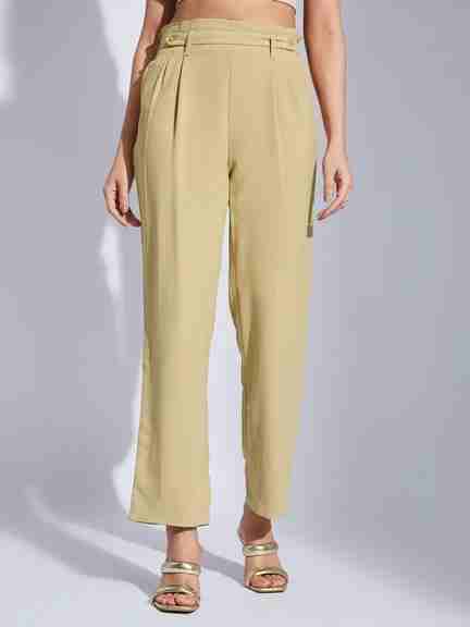 Latin Quarters | Latin Quarters Women Beige Solid Straight Pant