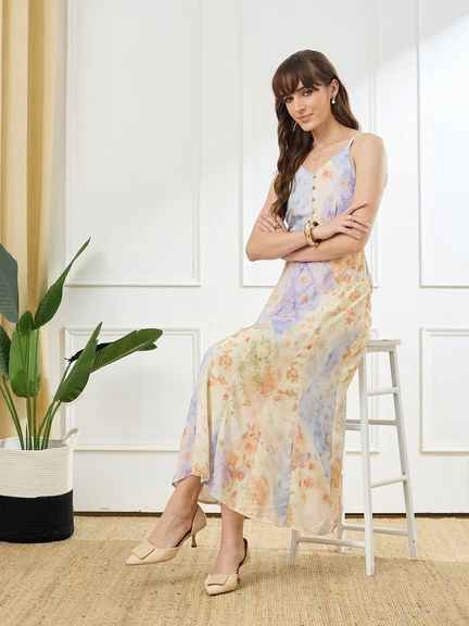 Latin Quarters | Latin Quarters Women'S Yellow Printed Maxi Dress