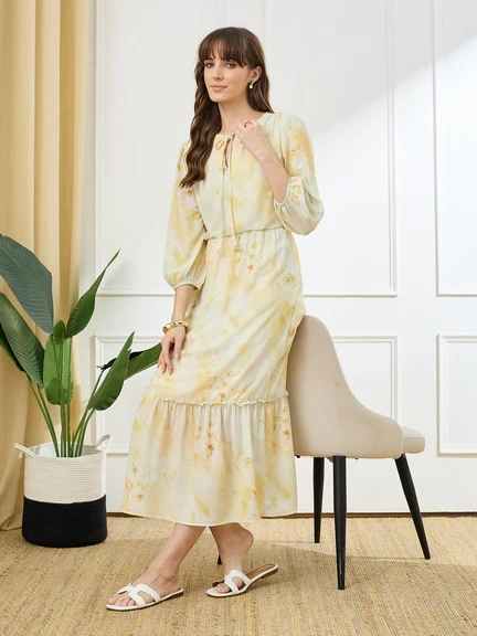 Latin Quarters | Latin Quarters Women'S Yellow Printed Maxi Dress
