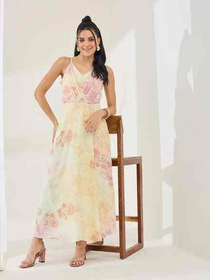 Latin Quarters | Latin Quarters Women'S Yellow Printed Maxi Dress