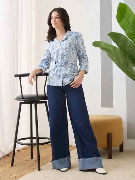 Latin Quarters | Latin Quarters Women'S Blue Printed Straight Tunic