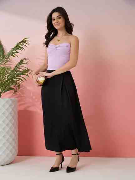Latin Quarters | Latin Quarters Women'S Black Solid High Rise Skirt