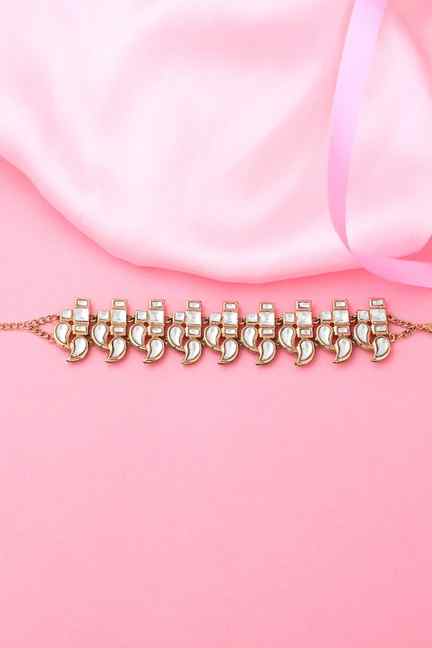 Estele | Estele Gold Plated Traditional Kundan Bracelet for Women – Elegant and Timeless Jewelry Accessory