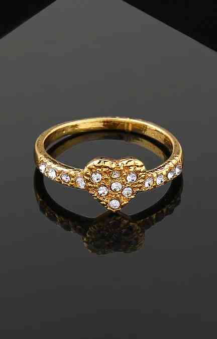 Estele | Estele Gold Plated Adorable Heart Shaped Finger Ring for Women(non Adjustable)