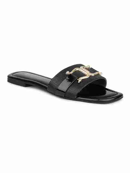Inc.5 | Womens Black Casual Solid Open Toe Flat Sandals