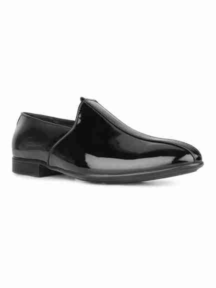 ATESBER | Mens Black Casual Solid Round Toe Moccasin Shoe