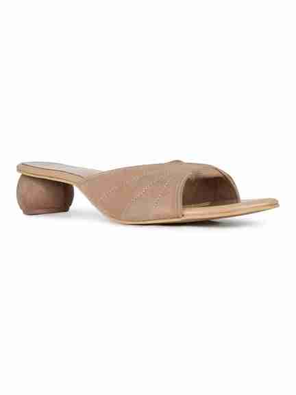 Inc.5 | Womens Beige Party Wear Solid Square Toe Block Heel Sandals