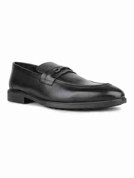 ATESBER | Mens Black Party Wear Solid Round Toe Loafer Shoes