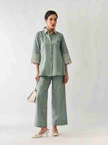 SABHYATA | Green Embroidered Co-Ord Set