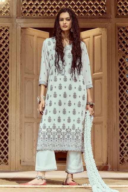 SABHYATA | Cream Embroidered Kurta 3 Pcs Set