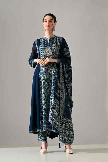 SABHYATA | Blue Printed Kurta Set