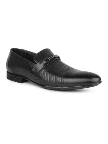 PRIVO | Men Black Casual Solid Slip-On Shoes