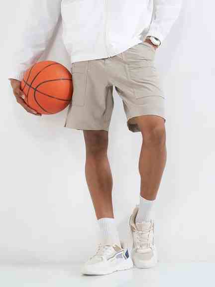 Ajile | Beige Solid Utility Shorts