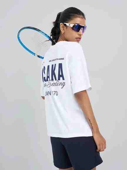 Ajile | White Typographic Oversized T-Shirt
