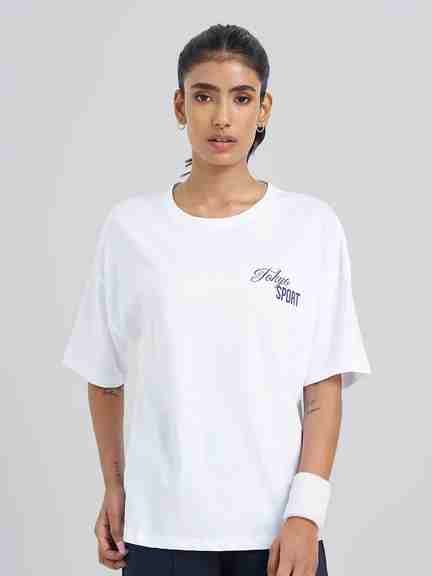 Ajile | White Typographic Oversized T-Shirt