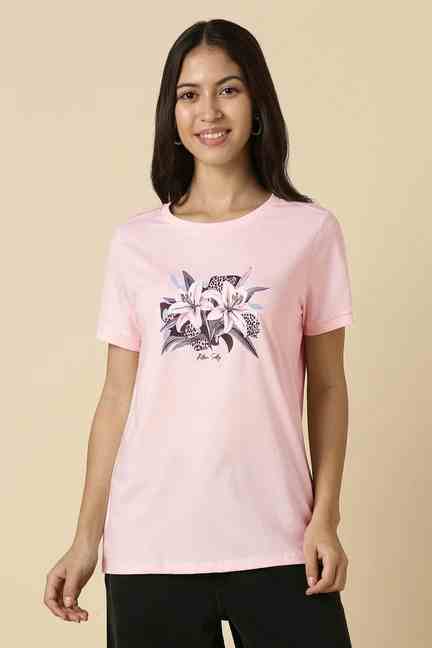 Allen Solly | Women Pink Print Casual T-shirt